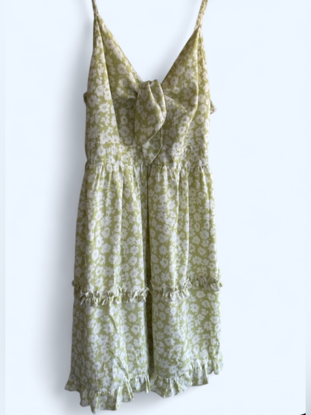 *NEW* Ruffle Tiered Floral Tie-Front Midi Double Lined Sundress in Light Green 💚